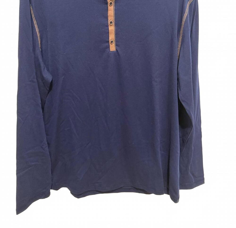 NEW PX men's long sleeve henley top in blue